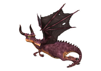 3D Rendering Fantasy Dragon on White