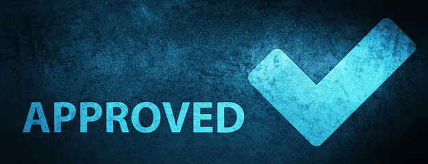 Approved (validate icon) special blue banner background