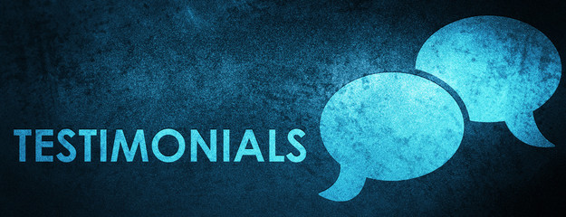 Testimonials (chat icon) special blue banner background