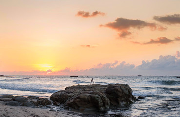 Sunset seascape at Terongkongan Beach, Kudat Sabah Malaysia. soft focus due to long expose.