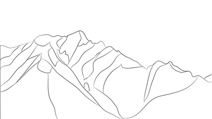 landscape mountains, lines, vector