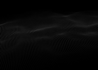 Wave of particles. Abstract digital landscape with flowing particles. Big data. Futuristic wave 3d. Vector illustration.