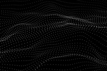 Wave of particles. Big Data particle. Abstract wave dots in dark background. Cyberspace Grid. Vector illustration.
