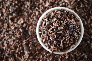 Cacao nibs background 