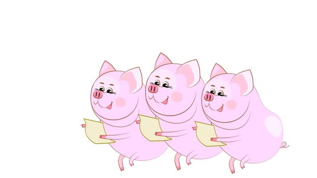 Small guinea pigs. Transparent background. New Year screensaver for banners, postcards, sites. Alpha channel.