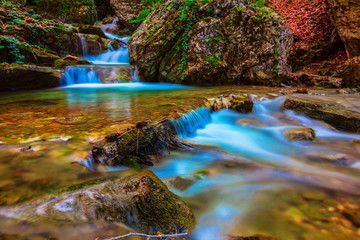 mountain river rushing through the canyon