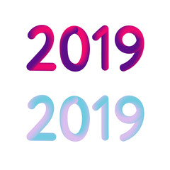 2019 New Year 3D card Banner Vector Illustration Design