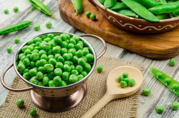 Green pea vegetable with seeds. Green peas