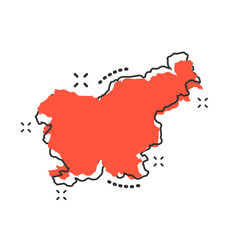 Obraz premium Vector cartoon Slovenia map icon in comic style. Slovenia sign illustration pictogram. Cartography map business splash effect concept.