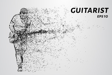 Particle guitarist. The guitarist plays the electric guitar