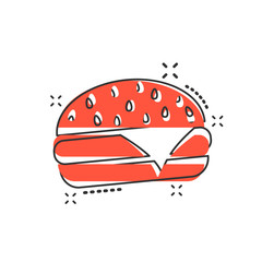 Vector cartoon burger fast food icon in comic style. Hamburger sign illustration pictogram. Burger business splash effect concept.