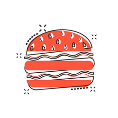 Vector cartoon burger fast food icon in comic style. Hamburger sign illustration pictogram. Burger business splash effect concept.