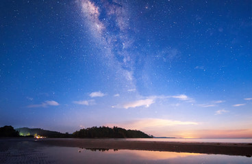 Milky way rise above Kudat, Malaysia Sky. soft focus and noise due to long expose and high iso.