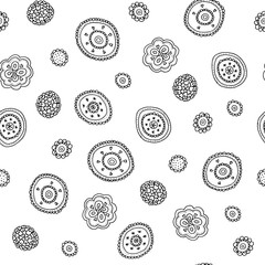 Abstract retro background backdrop seamless pattern sketch black and white vector isolated