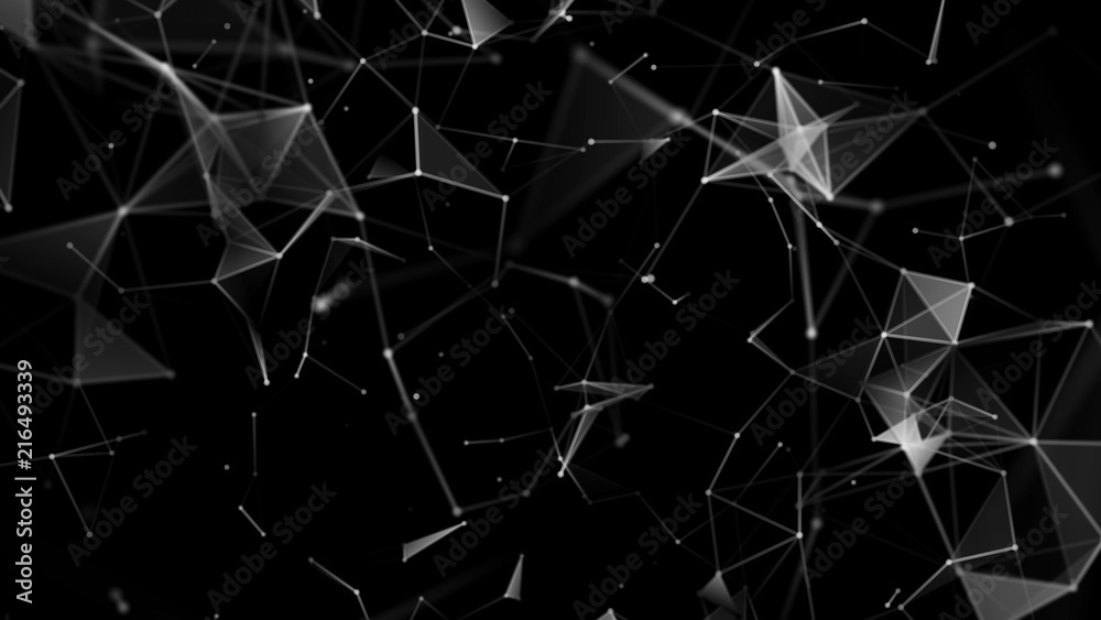 Poster structure and communication. plexus. 3d rendering. big data. science background.