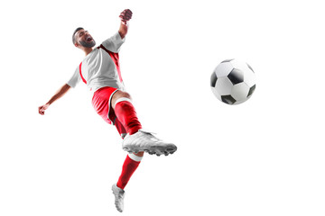 Fototapeta premium Soccer. Professional soccer player in action. Isolated in white background
