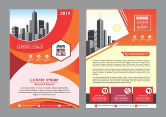 modern cover, brochure, layout for annual report with city background
