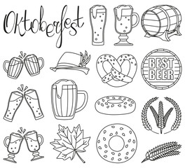 Line art black and white 16 oktoberfest elements