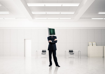 Businessman with monitor instead of head.