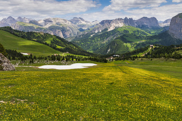 Fototapeta na wymiar The stunning mountains in the Italian Dolomites, part of the European Alps in summer