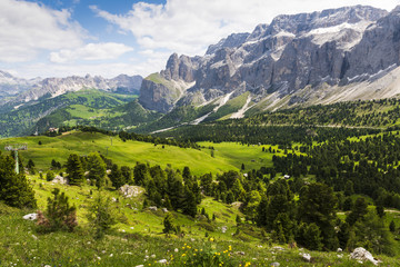 Naklejka na ściany i meble The stunning mountains in the Italian Dolomites, part of the European Alps in summer