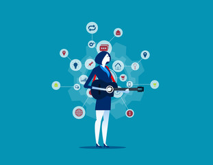 Woman's life. Concept business vector, Relax, Sing song, Holiday.