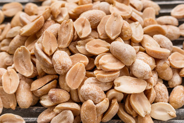 fresh peanuts on a wooden rustic background