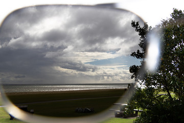 Beach scape through polarized sunglasses