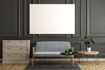 Gray living room with empty poster