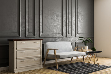 Gray living room interior