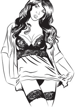 recommend clip art: Beautiful woman in sexy lace lingerie, vector illustration