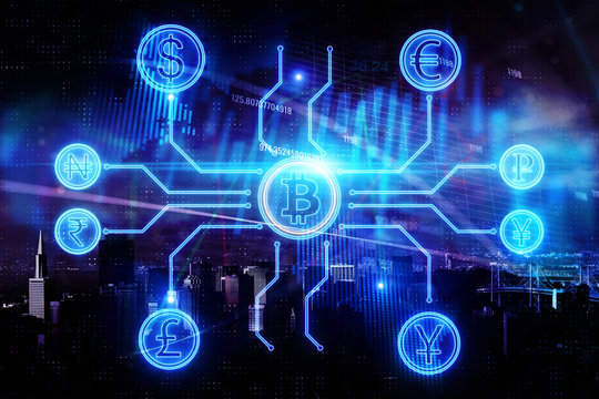 Cryptocurrency and e-business concept