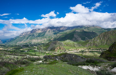 Fototapeta na wymiar Baksan gorge in the Caucasus mountains in Russia