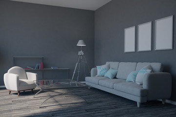Modern gray living room