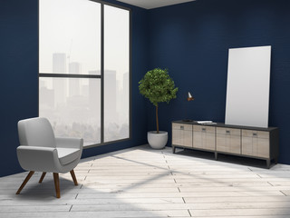 Blue living room interior