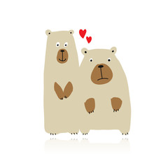Funny bears family, sketch for your design