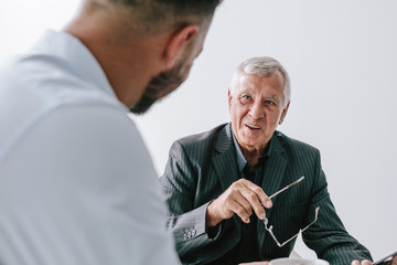 Business people discussing work in office