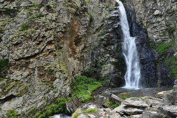 Obraz premium Gveleti Big Waterfalls being in a Dariali Gorge near the Kazbegi city in the mountains of the Caucasus, Geprgia
