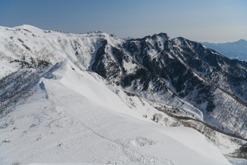 Fototapeta na wymiar 剣ヶ峰山山頂から見た前武尊