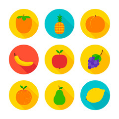 Fruits flat circle icons