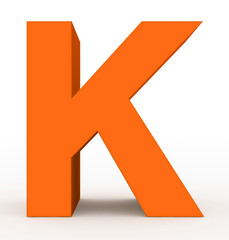 letter K 3d orange isolated on white