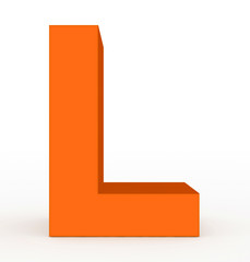 letter L 3d orange isolated on white