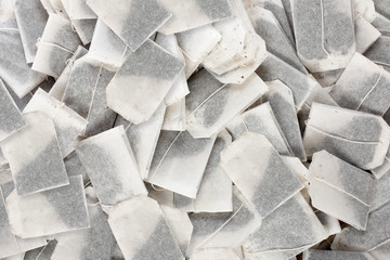Kitchen - food and drinks. Top view tea bags on table