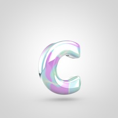 Unicorn skin letter C lowercase isolated on white background.