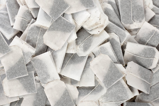 Fototapeta Kitchen - food and drinks. Top view tea bags on table