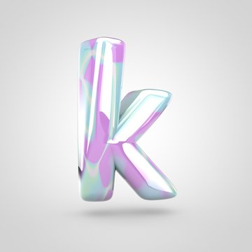 Unicorn skin letter K lowercase isolated on white background.