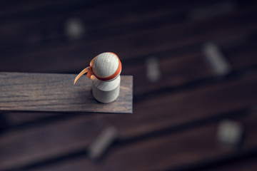 Man walk straight into the abyss. Business concept.