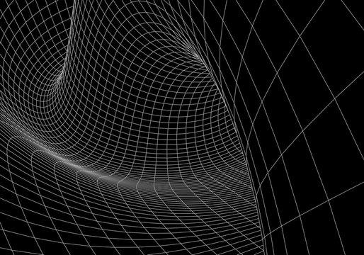 Tunnel or wormhole. 3D tunnel grid. 3d tube corridor. Network cyber technology. Background abstract vector image