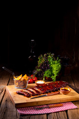 BBQ spare ribs from a charcoal grill