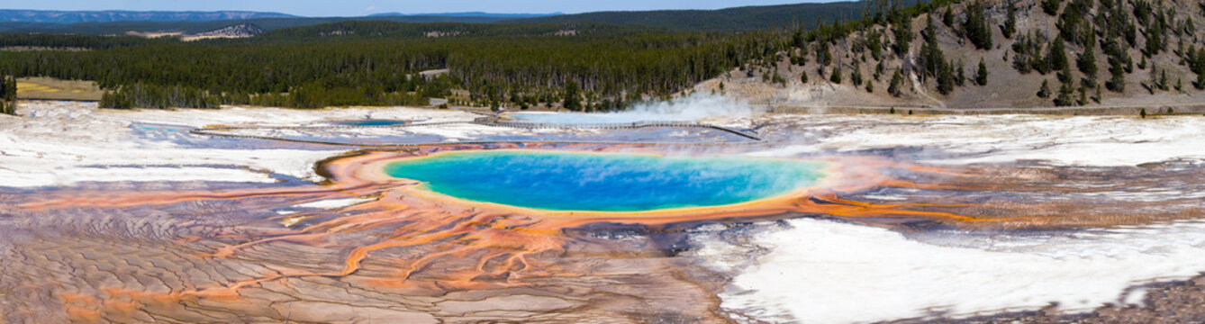 Grand Prismatic Spring panoramic view